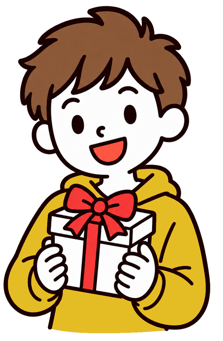 ギフトを受け取って微笑む人
